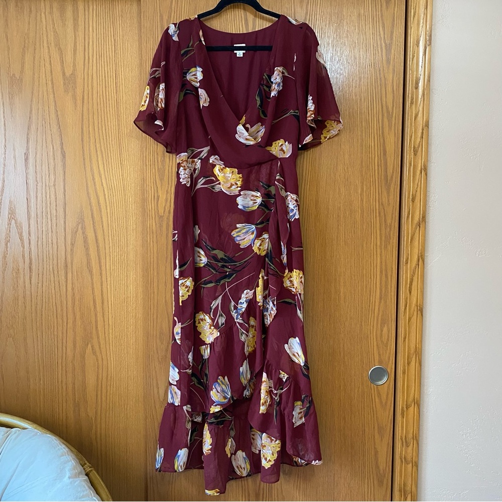 A New Day Floral V-Neck Faux Wrap Dress